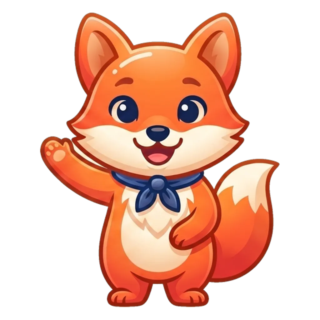Ody, the Odyvel fox, waving.